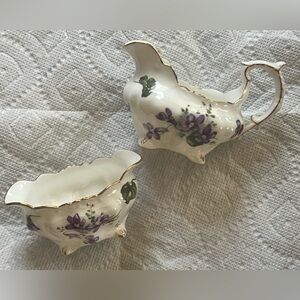 Two Hammersley Fine Bone China mini Creamer & Sugar set
